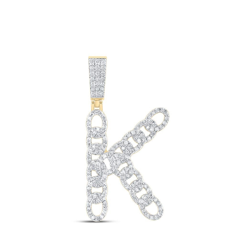 10k Yellow Gold 4.83g 0.97CTW Natural Diamond Cuban Initial "K" Pendant Charm - Elite Jewelers - Charms & Pendants