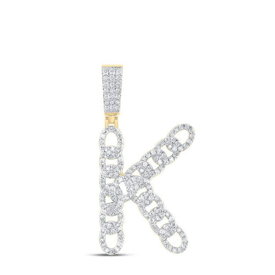 10k Yellow Gold 4.83g 0.97CTW Natural Diamond Cuban Initial "K" Pendant Charm - Elite Jewelers - Charms & Pendants