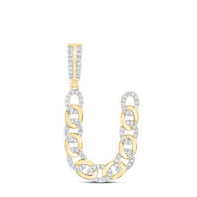 10k Yellow Gold 4.87g 0.62CTW Natural Diamond Cuban Initial "U" Pendant Charm - Elite Jewelers - Charms & Pendants