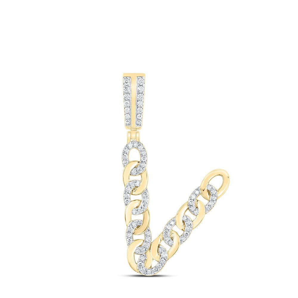 10k Yellow Gold 4.89g 0.54CTW Natural Diamond Cuban Initial "V" Pendant Charm - Elite Jewelers - Charms & Pendants