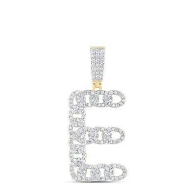 10k Yellow Gold 4.91g 1.04CTW Natural Diamond Cuban Initial "E" Pendant Charm - Elite Jewelers - Charms & Pendants