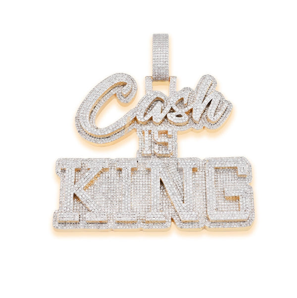 10k Yellow Gold 4.96CTW Pure Diamond "Cash Is King" Pendant Solid Back 37g Charm - Elite Jewelers - Charms & Pendants