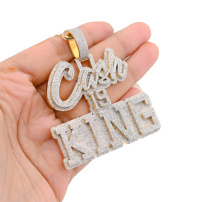 10k Yellow Gold 4.96CTW Pure Diamond "Cash Is King" Pendant Solid Back 37g Charm - Elite Jewelers - Charms & Pendants