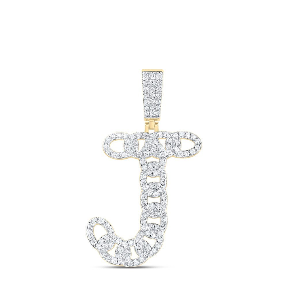 10k Yellow Gold 4.99g 1.02CTW Natural Diamond Cuban Initial "J" Pendant Charm - Elite Jewelers - Charms & Pendants
