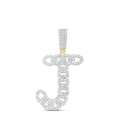 10k Yellow Gold 4.99g 1.02CTW Natural Diamond Cuban Initial "J" Pendant Charm - Elite Jewelers - Charms & Pendants