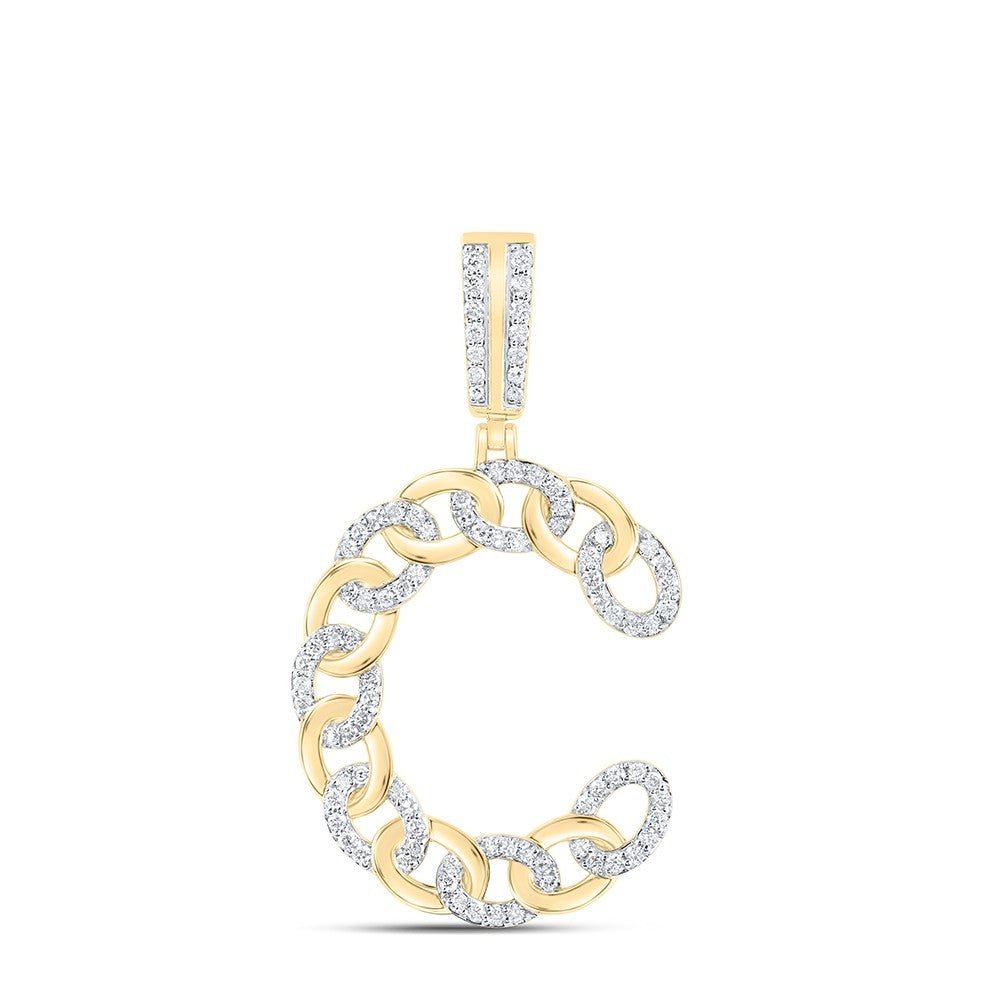 10k Yellow Gold 4.9g 0.59CTW Natural Diamond Cuban Initial "C" Pendant Charm - Elite Jewelers - Charms & Pendants