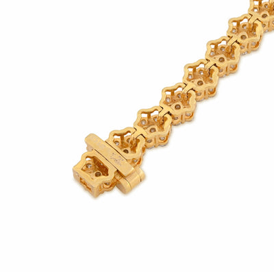 10K Yellow Gold 4CT Natural Diamond Hexagon Shape Cluster Tennis Bracelet 4.4MM 7" Men Women 7.2g - Elite Jewelers - Bracelets