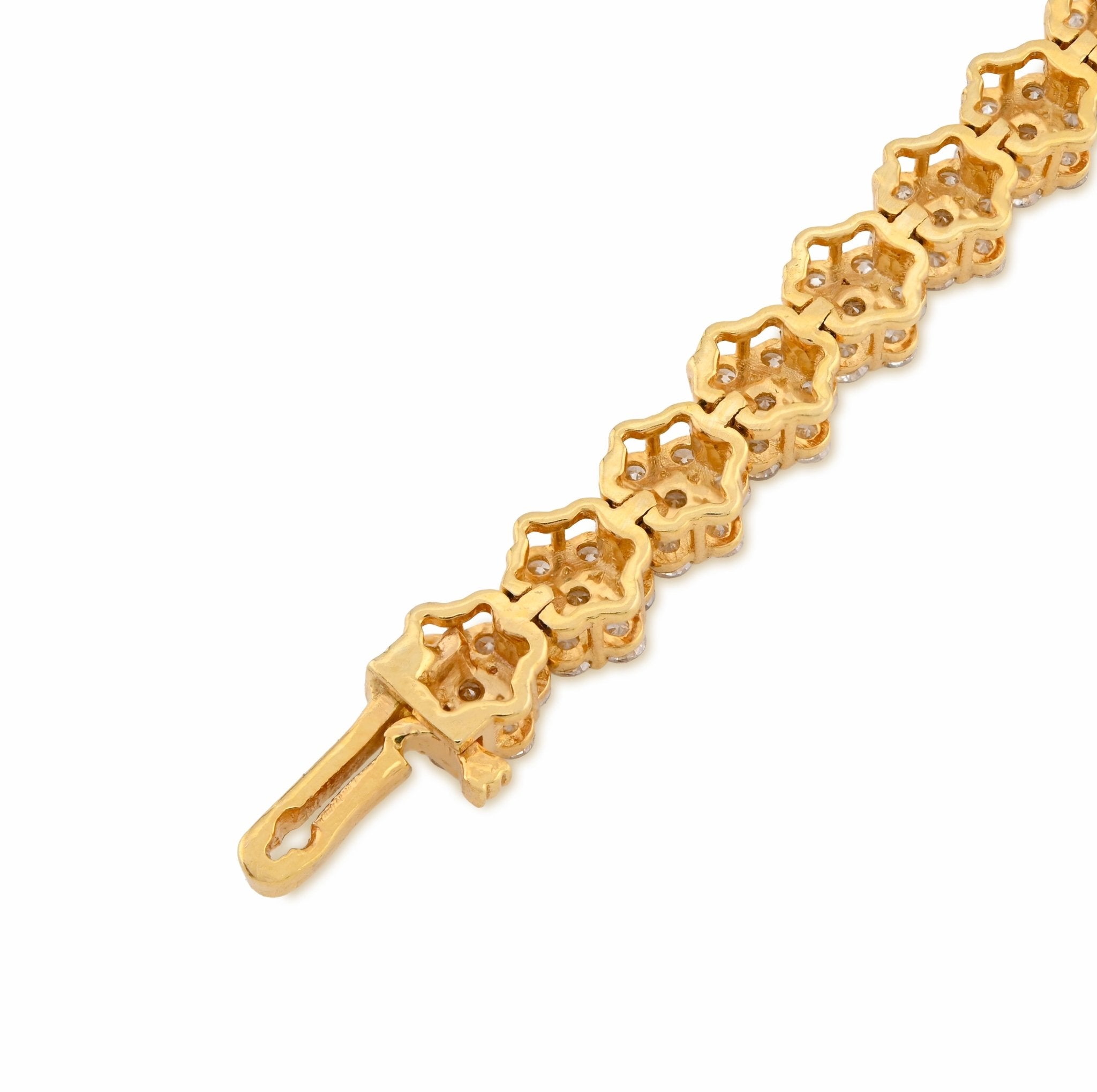 10K Yellow Gold 4CT Natural Diamond Hexagon Shape Cluster Tennis Bracelet 4.4MM 7" Men Women 7.2g - Elite Jewelers - Bracelets
