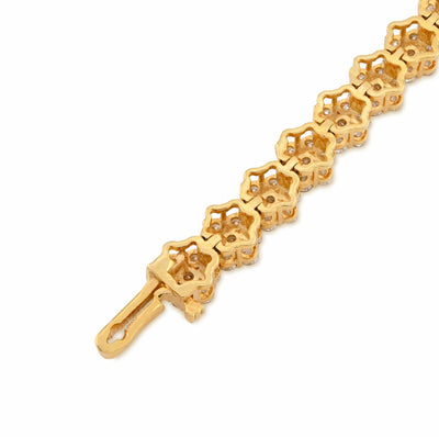 10K Yellow Gold 4CT Natural Diamond Hexagon Shape Cluster Tennis Bracelet 4.4MM 7" Men Women 7.2g - Elite Jewelers - Bracelets