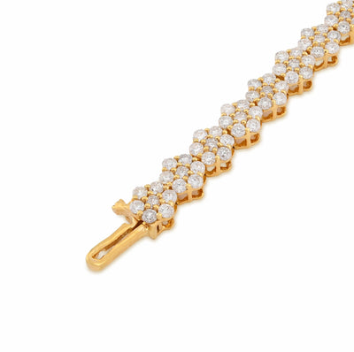 10K Yellow Gold 4CT Natural Diamond Hexagon Shape Cluster Tennis Bracelet 4.4MM 7" Men Women 7.2g - Elite Jewelers - Bracelets
