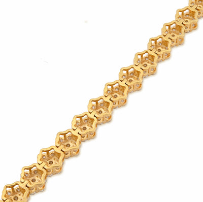 10K Yellow Gold 4CT Natural Diamond Hexagon Shape Cluster Tennis Bracelet 4.4MM 7" Men Women 7.2g - Elite Jewelers - Bracelets