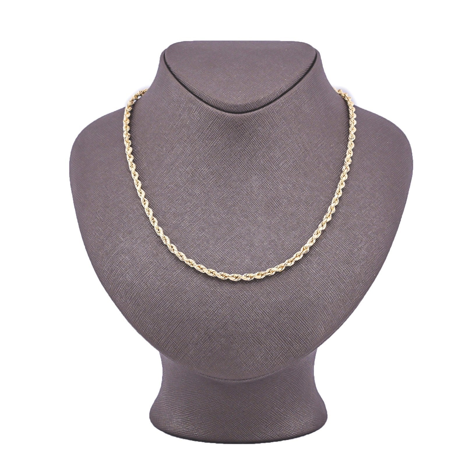 10k Yellow Gold 4MM Diamond Cut Rope Chain Necklace Mens Womens 18 Inches 6 Gram - Elite Jewelers - Necklaces & Chains