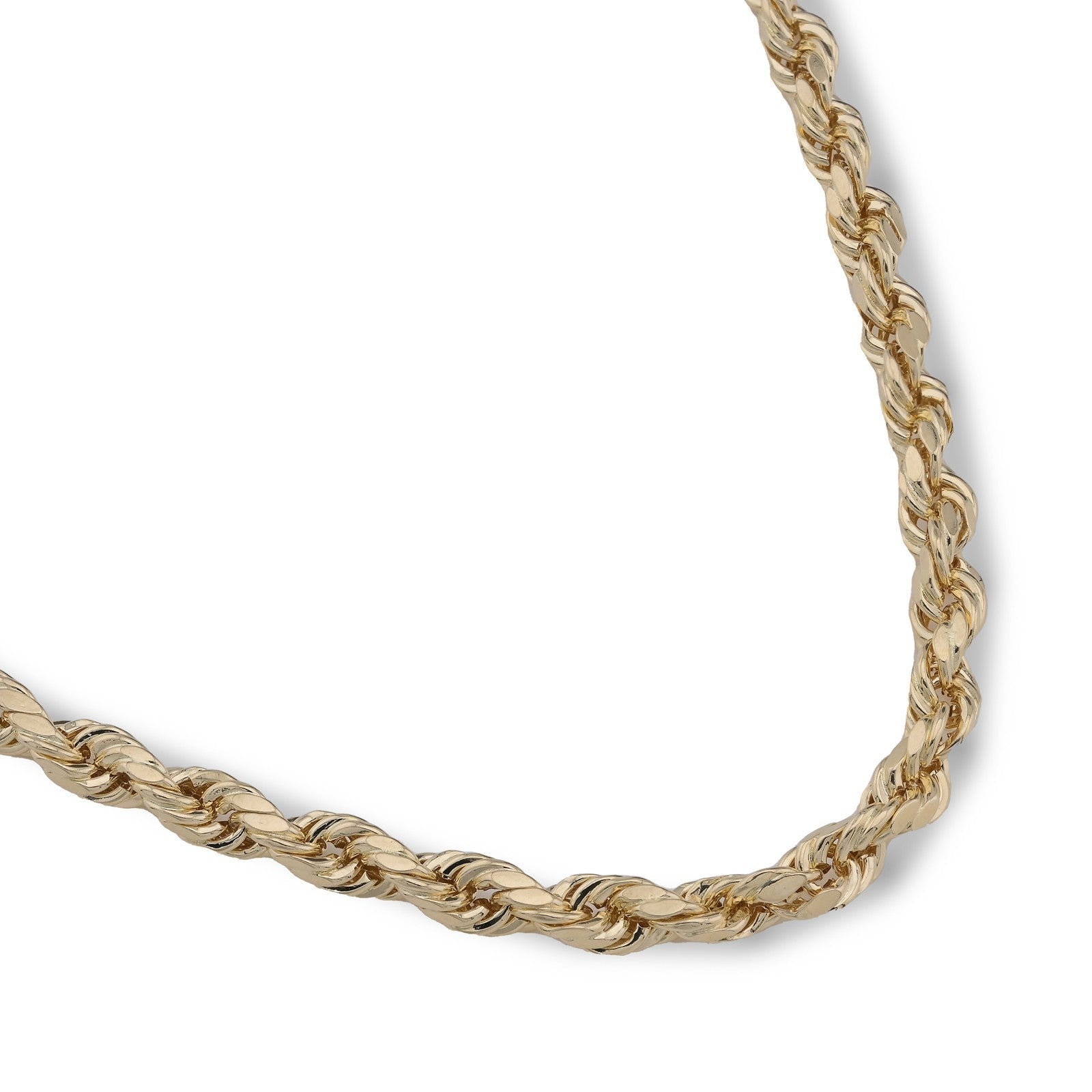 10k Yellow Gold 4MM Diamond Cut Rope Chain Necklace Mens Womens 20 Inches 7.3grm - Elite Jewelers - Necklaces & Chains
