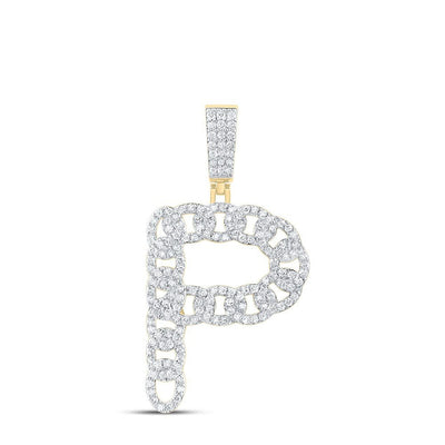 10k Yellow Gold 5.04g 1.02CTW Natural Diamond Cuban Initial "P" Pendant Charm - Elite Jewelers - Charms & Pendants
