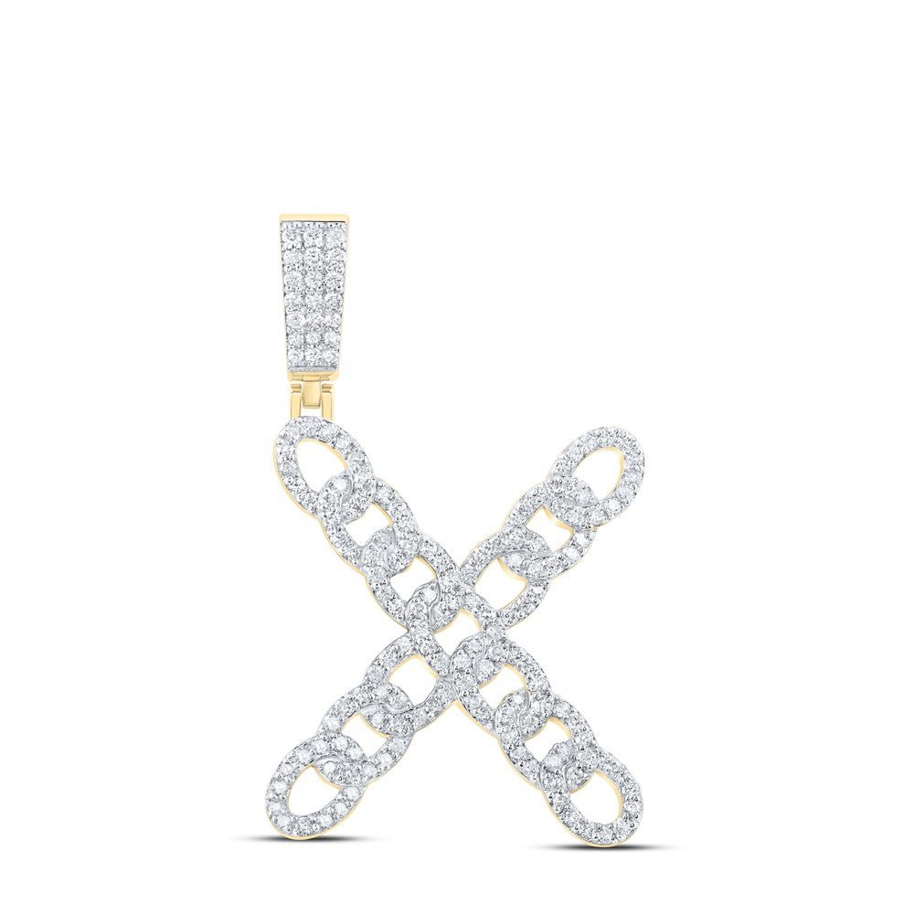 10k Yellow Gold 5.16g 1.12CTW Natural Diamond Cuban Initial "X" Pendant Charm - Elite Jewelers - Charms & Pendants