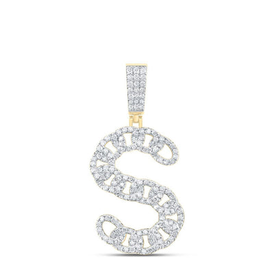 10k Yellow Gold 5.16g 1.14CTW Natural Diamond Cuban Initial "S" Pendant Charm - Elite Jewelers - Charms & Pendants