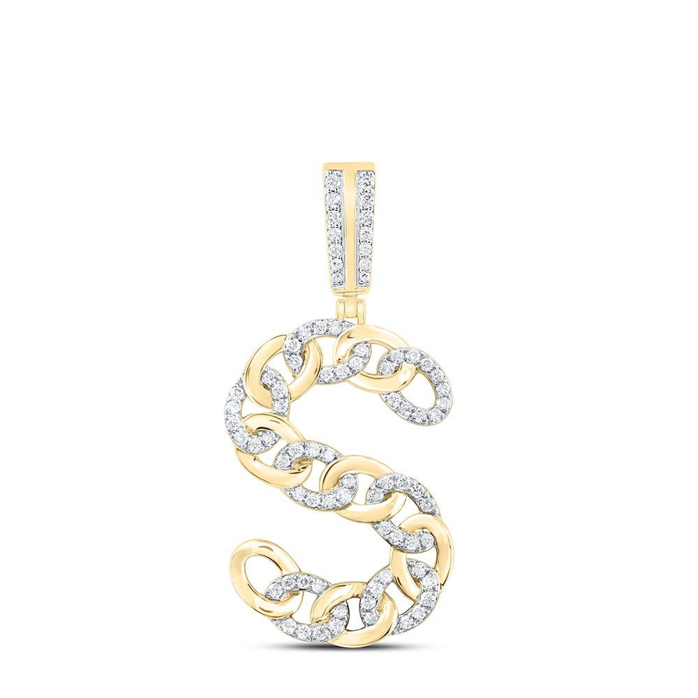 10k Yellow Gold 5.19g 0.55CTW Natural Diamond Cuban Initial "S" Pendant Charm - Elite Jewelers - Charms & Pendants
