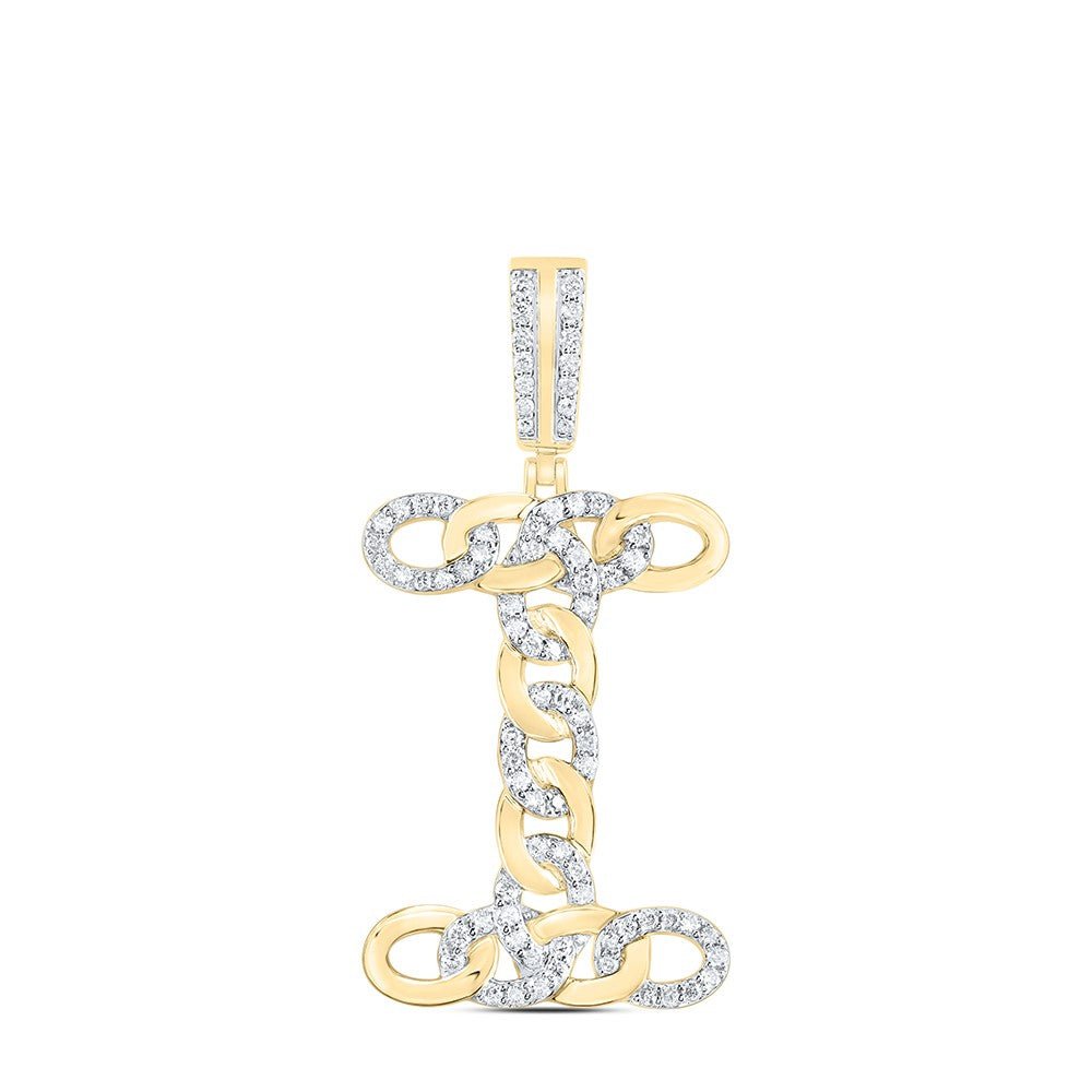 10k Yellow Gold 5.27g 0.57CTW Natural Diamond Cuban Initial "I" Pendant Charm - Elite Jewelers - Charms & Pendants