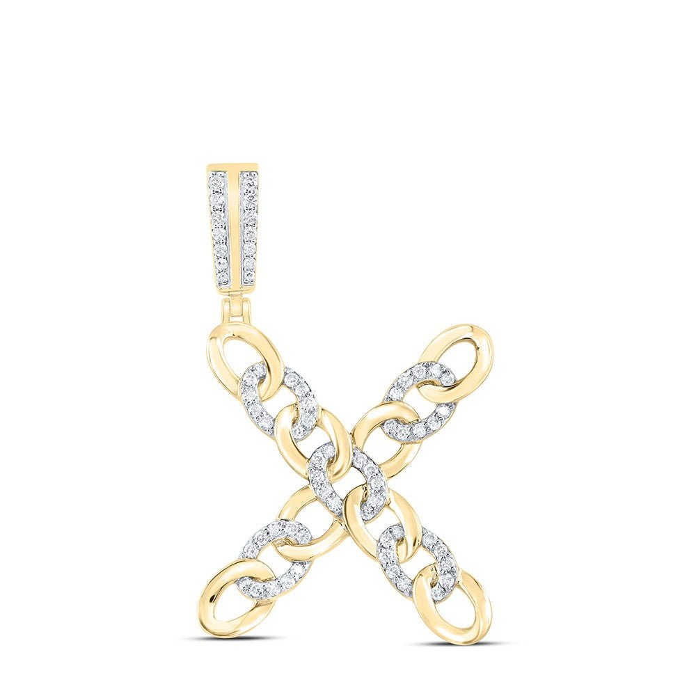 10k Yellow Gold 5.34g 0.5CTW Natural Diamond Cuban Initial "X" Pendant Charm - Elite Jewelers - Charms & Pendants