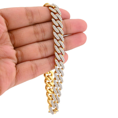 10K Yellow Gold 5.35CT Natural Diamond 10MM Cuban Link 8" Bracelet 35.7g Men Women - Elite Jewelers - Bracelets