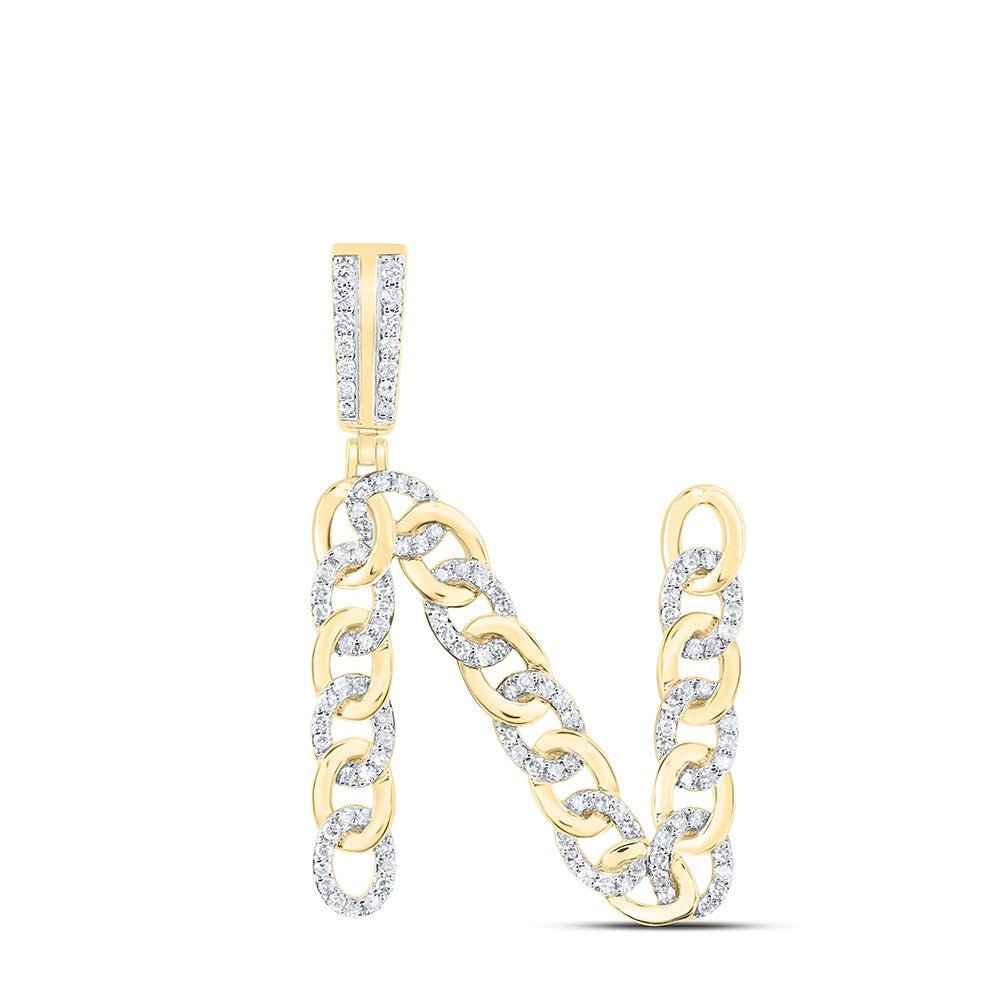 10k Yellow Gold 5.49g 0.63CTW Natural Diamond Cuban Initial "N" Pendant Charm - Elite Jewelers - Charms & Pendants