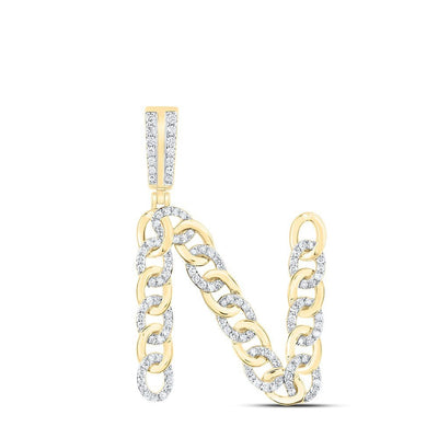 10k Yellow Gold 5.49g 0.63CTW Natural Diamond Cuban Initial "N" Pendant Charm - Elite Jewelers - Charms & Pendants