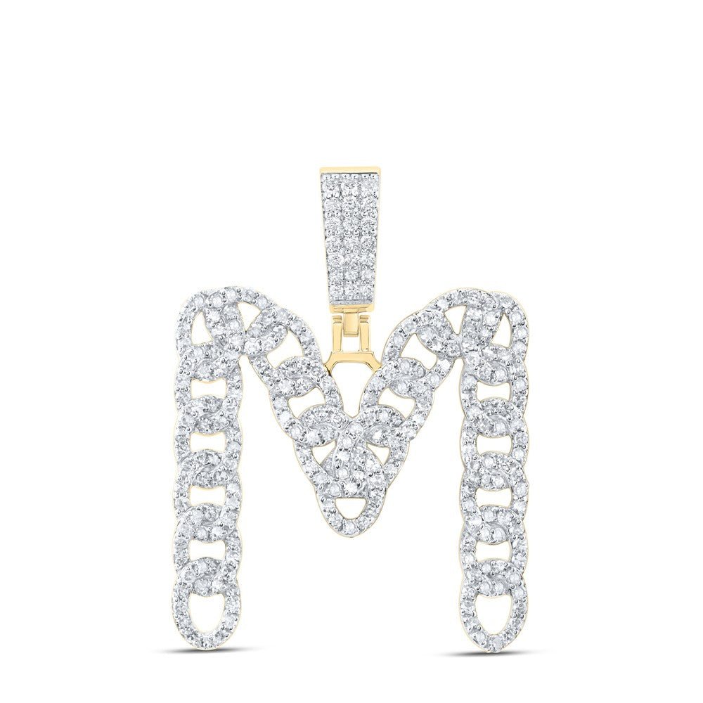10k Yellow Gold 5.53g 1.16CTW Natural Diamond Cuban Initial "M" Pendant Charm - Elite Jewelers - Charms & Pendants
