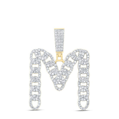 10k Yellow Gold 5.53g 1.16CTW Natural Diamond Cuban Initial "M" Pendant Charm - Elite Jewelers - Charms & Pendants