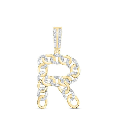10k Yellow Gold 5.55g 0.49CTW Natural Diamond Cuban Initial "R" Pendant Charm - Elite Jewelers - Charms & Pendants