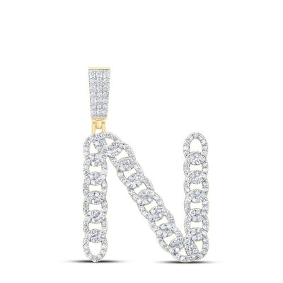 10k Yellow Gold 5.57g 1.17CTW Natural Diamond Cuban Initial "N" Pendant Charm - Elite Jewelers - Charms & Pendants