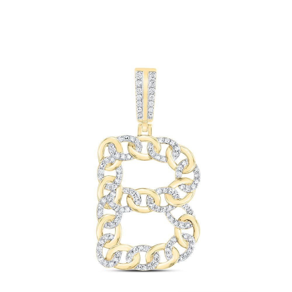 10k Yellow Gold 5.95g 0.64CTW Natural Diamond Cuban Initial "B" Pendant Charm - Elite Jewelers - Charms & Pendants
