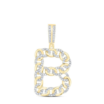 10k Yellow Gold 5.95g 0.64CTW Natural Diamond Cuban Initial "B" Pendant Charm - Elite Jewelers - Charms & Pendants