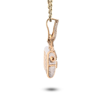 10K Yellow Gold 5CT Natural Diamond "IN MY BAG" Women Purse Hand Bail Pendant - Elite Jewelers - Charms & Pendants