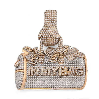 10K Yellow Gold 5CT Natural Diamond "IN MY BAG" Women Purse Hand Bail Pendant - Elite Jewelers - Charms & Pendants