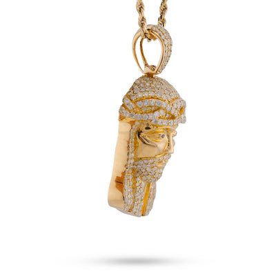10K Yellow Gold 5CT natural Diamond Jesus Head Men Women Charm - Elite Jewelers-Charms & Pendants