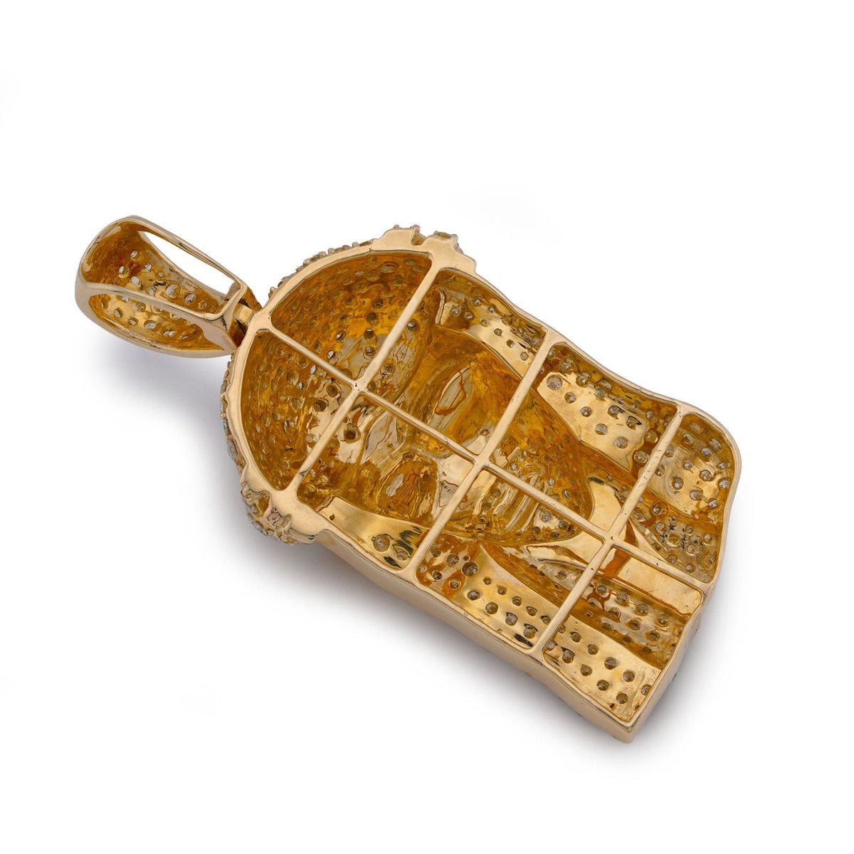 10K Yellow Gold 5CT natural Diamond Jesus Head Men Women Charm - Elite Jewelers-Charms & Pendants