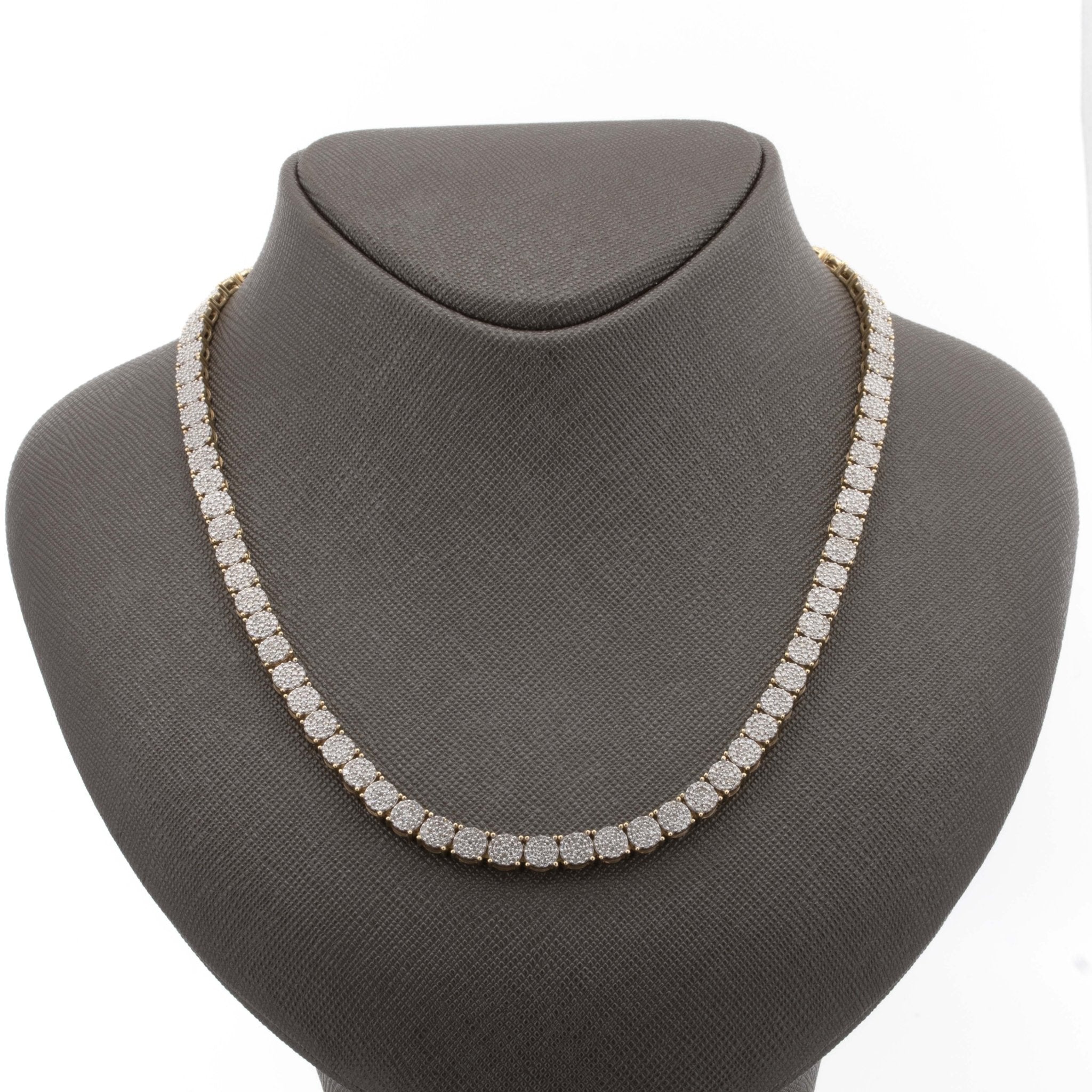 10K Yellow Gold 5CT Natural Diamond Square Round Diamond Tennis Chain 22g - Elite Jewelers - Necklaces & Chains