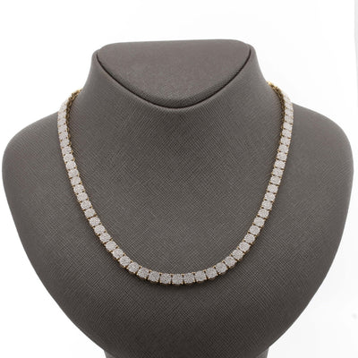 10K Yellow Gold 5CT Natural Diamond Square Round Diamond Tennis Chain 22g - Elite Jewelers - Necklaces & Chains