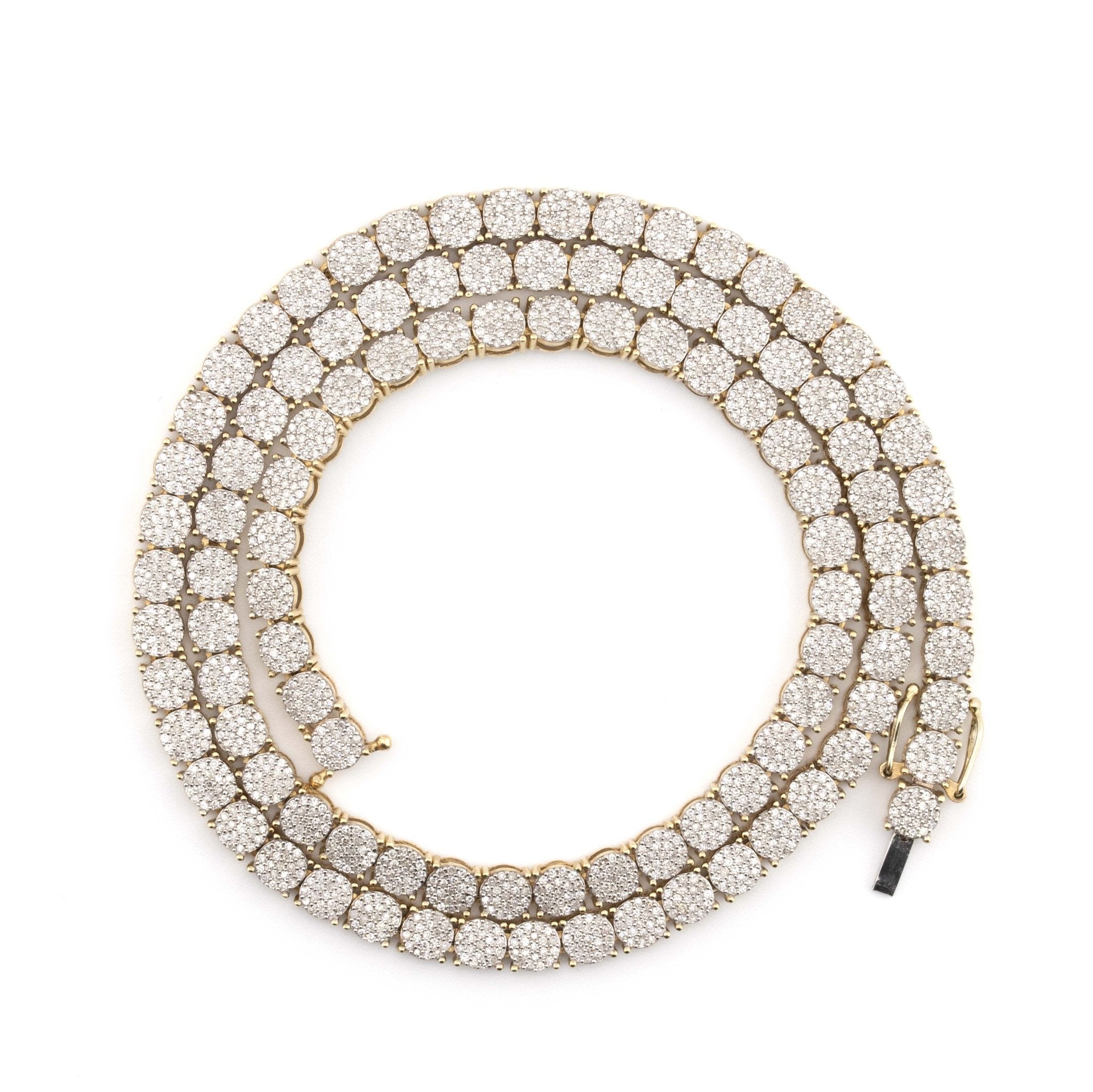 10K Yellow Gold 5CT Natural Diamond Square Round Diamond Tennis Chain 22g - Elite Jewelers - Necklaces & Chains