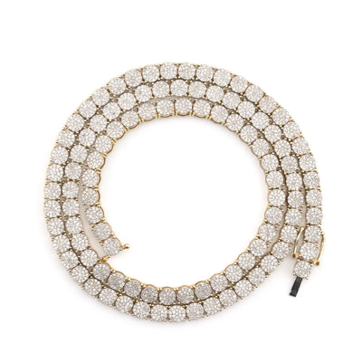 10K Yellow Gold 5CT Natural Diamond Square Round Diamond Tennis Chain 22g - Elite Jewelers - Necklaces & Chains