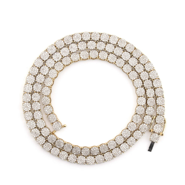 10K Yellow Gold 5CT Natural Diamond Square Round Diamond Tennis Chain 22g - Elite Jewelers - Necklaces & Chains