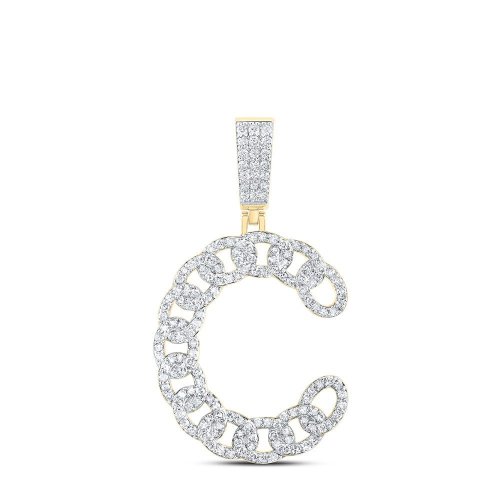 10k Yellow Gold 5g 0.99CTW Natural Diamond Cuban Initial "C" Pendant Mens Charm - Elite Jewelers - Charms & Pendants
