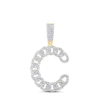 10k Yellow Gold 5g 0.99CTW Natural Diamond Cuban Initial "C" Pendant Mens Charm - Elite Jewelers - Charms & Pendants