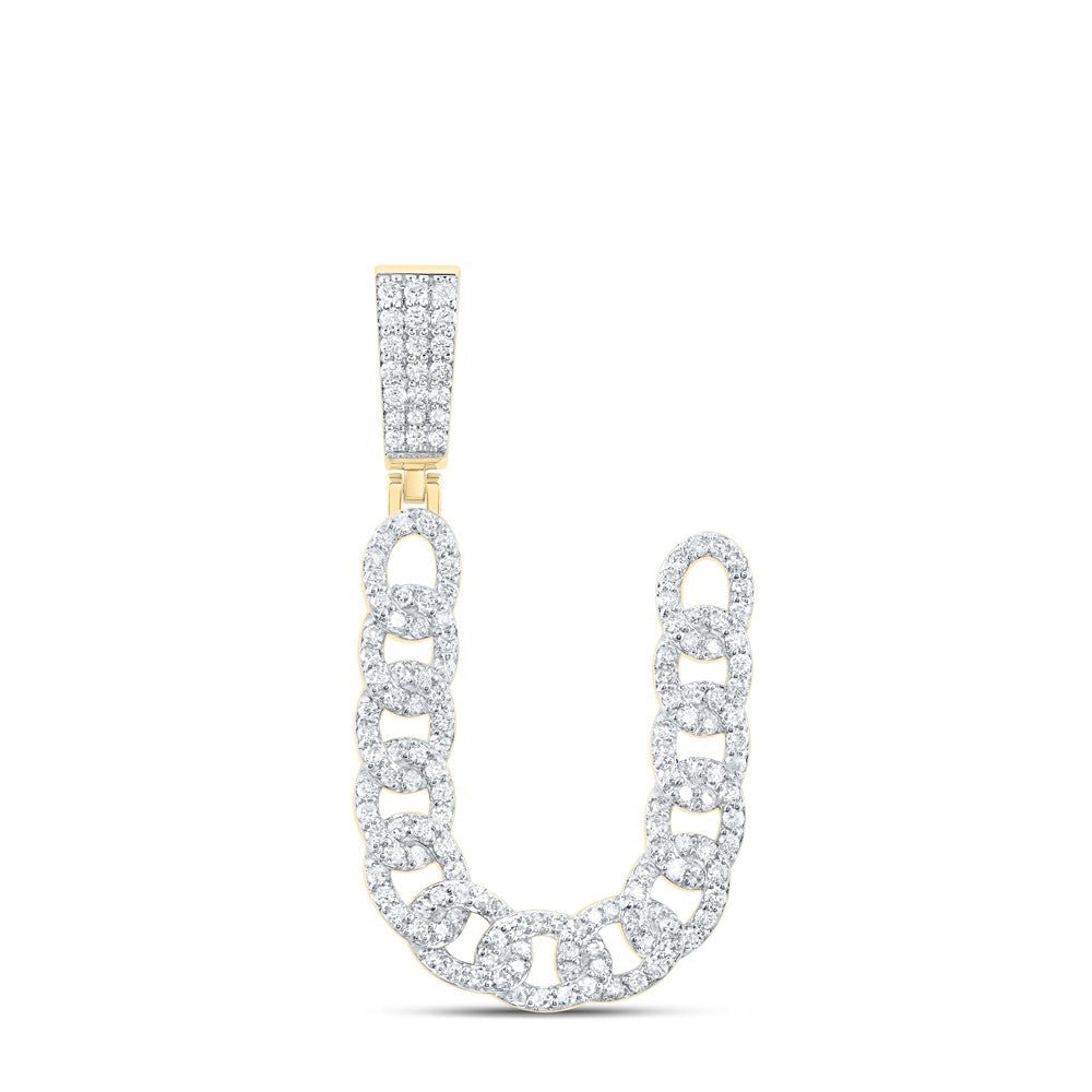 10k Yellow Gold 5g 1.07CTW Natural Diamond Cuban Initial "U" Pendant Mens Charm - Elite Jewelers - Charms & Pendants