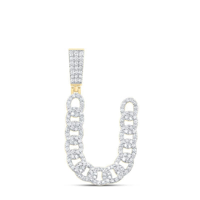 10k Yellow Gold 5g 1.07CTW Natural Diamond Cuban Initial "U" Pendant Mens Charm - Elite Jewelers - Charms & Pendants