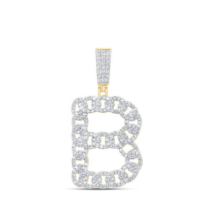 10k Yellow Gold 6.01g 1.17CTW Natural Diamond Cuban Initial "B" Pendant Charm - Elite Jewelers - Charms & Pendants