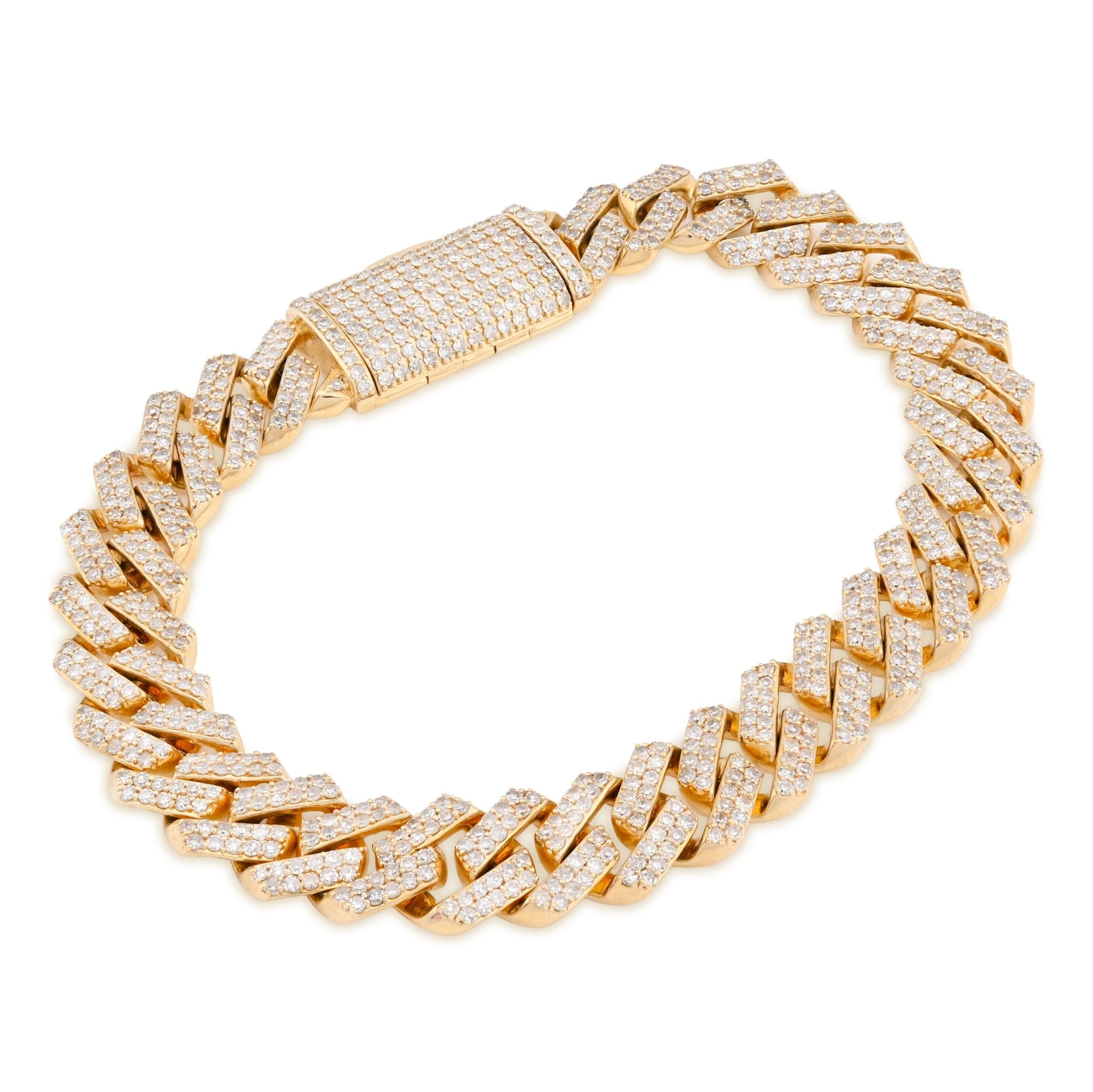 10K Yellow Gold 6.18CT Natural Diamond Cuban Link 8" Bracelet 10MM 33.1g - Elite Jewelers - Bracelets