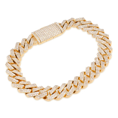 10K Yellow Gold 6.18CT Natural Diamond Cuban Link 8" Bracelet 10MM 33.1g - Elite Jewelers - Bracelets