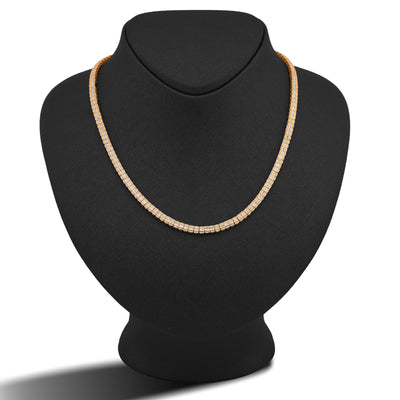 10K Yellow Gold 6.5CT Centre Row Baguette Natural Diamond 4MM Tennis Chain 22" Men Women Tennis Chain - Elite Jewelers-Necklaces