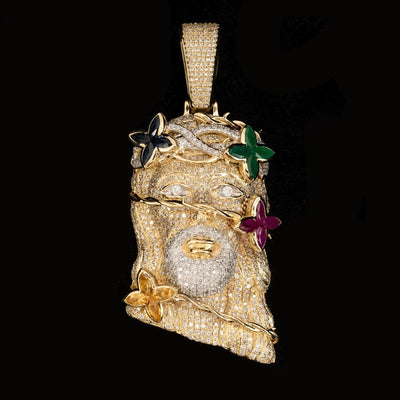 10k Yellow Gold 6.5CTW Natural Diamond Jesus Head Religious Pendant 27.7g Charm - Elite Jewelers - Charms & Pendants